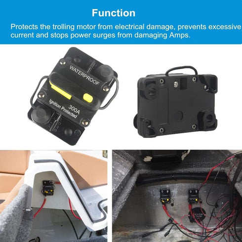 300 Amp Circuit Breaker DC 12V -48V Waterproof 30A-300A Manual Reset Fuse Inverter for Trolling Motor Auto Car RV Marine Boat Current Overload Pro...
