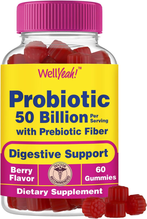 50 Billion Probiotics + Prebiotics for Men and Women Gummies - Digestive Support, Gut Health, Immune Support Gummy - Probiotics for Digestive Heal...