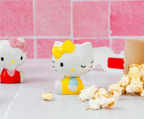 Sanrio Hello Kitty and Mimmy Ceramic Salt and Pepper Shakers, Set of 2 | Spice Dispenser Storage Canisters...