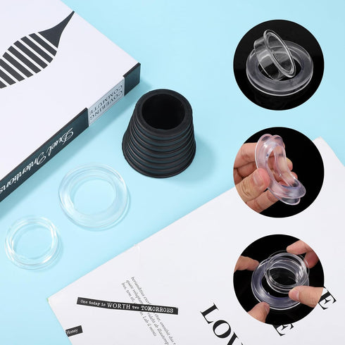 SAVITA Patio Table Umbrella Hole Ring, Silicone Black Table Umbrella Hole Plug Cone with Transparent Umbrella Hole Ring Fits Parasol Poles 1.5 inc...