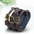JewelryWe Black Brown Hip-hop Gothic Punk Style Men Watch Wide Leather Fashion Cuff Wristwatch for Valentine’s Day...
