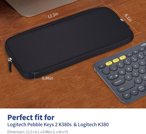 Keyboard Sleeve Case for Logitech Pebble Keys 2 K380s & Logitech K380 Bluetooth Keyboard, Wireless Keyboard Shockproof Protective Travel Neoprene ...