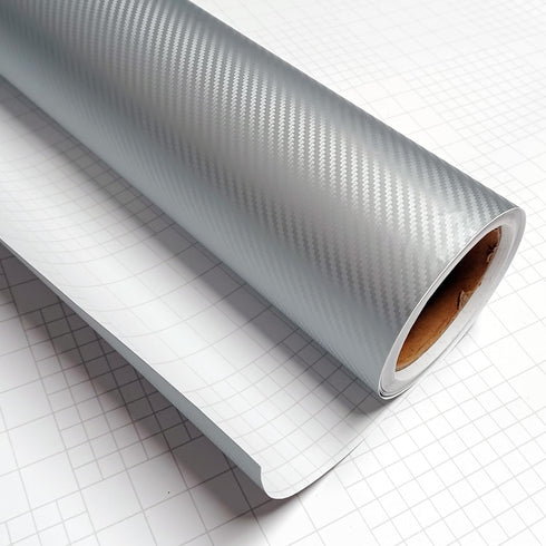 DIYAH 3D Silver Carbon Fiber Film Twill Weave Vinyl Sheet Roll Wrap DIY Decals 12" X 60" (1FT X 5FT)...