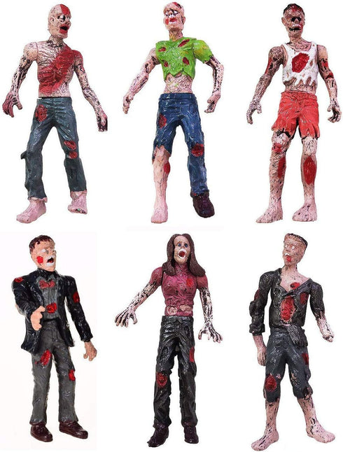 6 Pcs Zombie Dolls Action Figures Toys Walking Dead Toys Terror Corpse Articulated Joints Miniature Model for Halloween Party Decorations As Gifts...