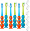 Kids Toothbrush 6 Pack - Soft Contoured Bristles - Child Sized Brush Heads (3-10 Year Old) - Suction Cup for Fun & Easy Storage - Girl & Boy Set (...