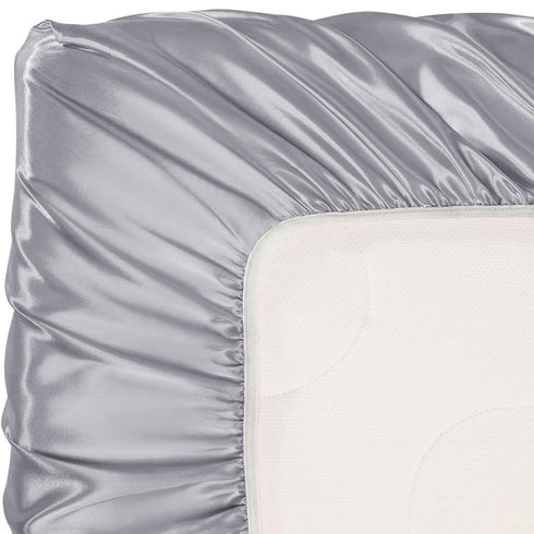 Pro Goleem Satin Soft Crib Sheet Great for Baby with Sensitive Hair Silky Baby Sheet Gray Unisex 52’’x28’’x8’’ Fitted Sheet...