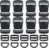 32 Pcs 1.5" Plastic Buckles for Straps, Include 8 Quick Side Release Buckle & 8 Tri-glide Slides Clips & 16 D Rings, Adjustable Heavy Duty Backpac...