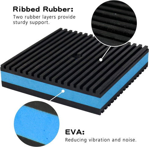 BJADE'S 4 Pack Anti-Vibration Isolation Rubber Pads with 3/8'' Pre-drill hole,2 x 2 x 7/8 inch Mechanical Vibration Damping Pads for HVAC,Air Comp...