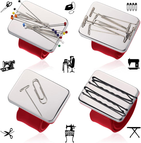 Magnetic Wrist Sewing Pincushion with 100 Pieces 1.5 Inch Ball Head Sewing Pins Set Wrist Magnetic Pin Holder Gift Supplies(Red)...