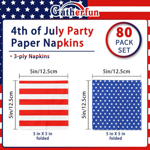Gatherfun American Flag Patriotic Party Supplies Disposable Paper Napkins Cocktail Napkins for Veterans Day Election Day 4th of July Independence ...