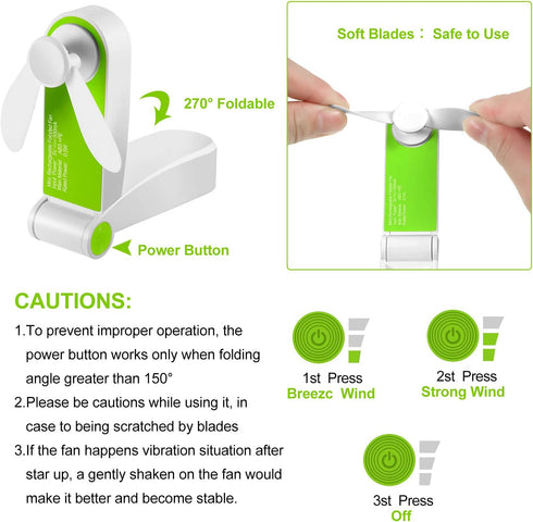 3 Pack Portable Pocket Fans Handheld Mini Fan Portable Foldable Fan Personal Travel Fan Hand Fan Summer USB Rechargeable Desk Fans for Home Women ...