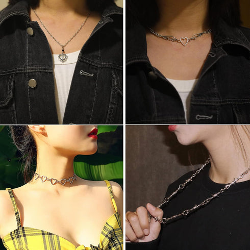 14 Pcs Grunge Goth Necklace Set Y2k Grunge Jewelry Gothic Cross Y2k Star Emo Accessories Y2k Jewelry Set for Women Men...