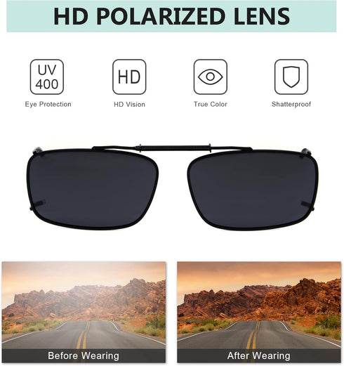 Eyekepper Metal Frame Rim Polarized Lens Clip On Sunglasses 56 * 34MM...