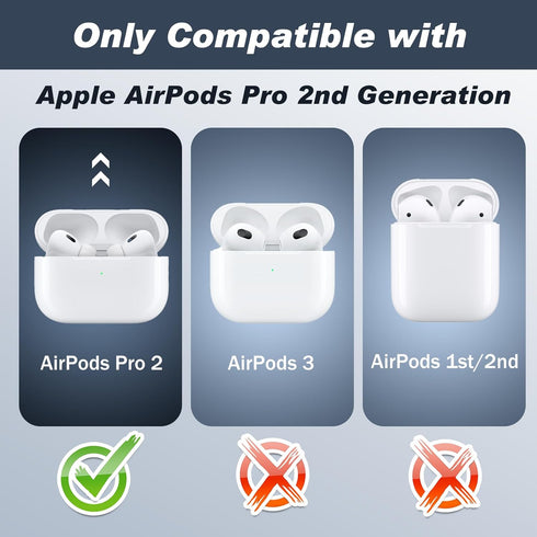 Airpods Pro 2nd Generation Case Cover, Full Protective Soft Silicone, with Cleaner kit and 3 Pairs Replacement Ear Tips, Front LED Visible...