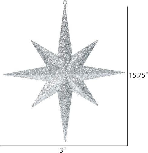 Vickerman 15.75" Silver Iridescent Glitter Bethlehem Star Christmas Ornament...