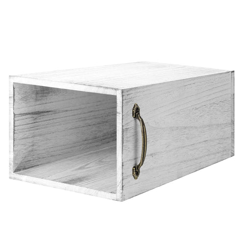 Wood Wastebasket Trash Can Rustic Farmhouse Square Garbage Container Bin with Decorative Metal Handle for Bedroom, Living Room, Bathroom & Office...