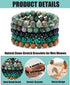 BOMAIL 5PCS Semi-Precious Gemstone Bracelet - Healing Crystal Stone Beaded Bracelets for Women Men 8mm Round Beaded Stretch Bracelets Unisex Yoga ...