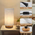 Small Bedside Night Table Lamp for Bedroom, Minimalist Nightstand Lamp with Round Fabric Linen Shade, Study Reading Desk Lamp for Kids Room, Livin...