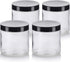 16 oz Large Clear Thick Glass Jar with Black Foam Lined Lid (4 pack)...