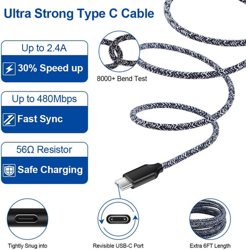 USB Type C Charger Fast Charging for Moto One 5G/5G UW/5G Ace/5G UW Ace/G Stylus/G Play/G Power/G6/G7 Power/Z4, Dual USB Wall Charger USB C Cable ...