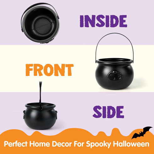 JOYIN Halloween Large Black Cauldron 7.5'', Halloween Witch Cauldron Pot, Candy Kettle, Pot and Bucket, Candy Cauldrons Holder for St. Patricks Pa...