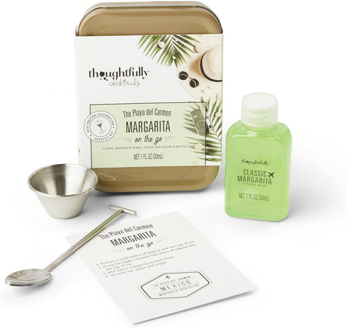 Thoughtfully Cocktails, Cocktail Kit Travel Tin Gift Set, Includes Classic Margarita Cocktail Mixer, Jigger, Bar Spoon and Recipe Card (Contains N...