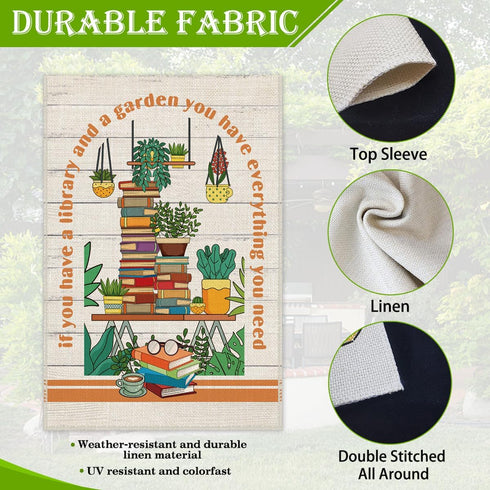 If You Have A Library And A Garden Welcome Garden Flag, 12 x 18 Inch Double Sided Holiday Outdoor Farmhouse Lawn Decor Flag, Funny Yard Flag for B...