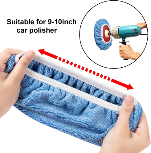Mudder 20 Pieces 9 to 10 Inches Buffer Pads Car Polisher Bonnet Orbital Buffer Bonnets Microfiber Polishing Pad Cover...