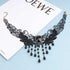 Boho Lace Chain Necklace Black Fringe Crystal Necklace Choker Gothic Drape Crystal Lace Choker Necklace Vintage Cz Waterdrop Necklace Chain Jewelr...
