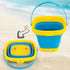3 otters 15PCS Foldable Beach Bucket, Sand Toys Set Foldable Pail Colorful Beach Bucket with Sand Molds Collapsible Silicone Buckets...