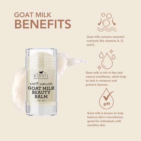 Dionis Goat Milk Skincare Multi-Purpose Hydrating Beauty Balm for Face, Lips, Eyes and Neck with Shea Beauty and Coconut Oil - Cruelty Free, Parab...