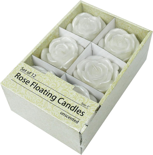 Zest Candle 12-Piece Floating Candles, 3-Inch, White Rose...
