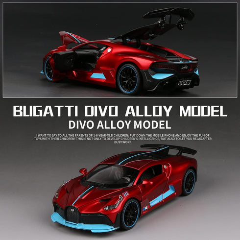 1:32 Bugatti Divo zinc Alloy Pull Back Car Diecast Electronic Toys with Lights and Music,Decorative,Mini Vehicles Toys for Kids,Boyfriend,Young Pe...