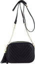 Simple Shoulder Crossbody Bag With Metal Chain Strap And Tassel Top Zipper...