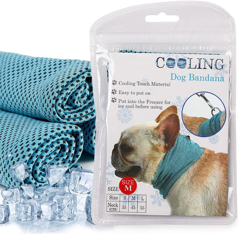 Pet Ice Band Dog Cooling Bandana for Dogs Cats Instant Cooling Collar Breathable Summer Scarf for Hot Days & Summer Large Grey...