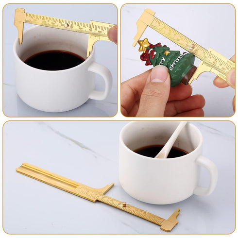 2 Pcs Brass Vernier Caliper Pocket Caliper Handy Caliper Measuring Mini Tool Double Scale Sliding Gauge Metal Pocket Ruler for Bead Wire Jewels Ri...