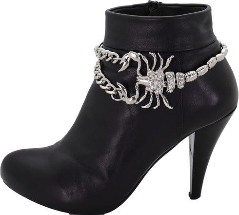 Women Western Fashion Boot Silver Metal Chain Bracelet Shoe Anklet Scorpion Charm Jewelry Accessory...