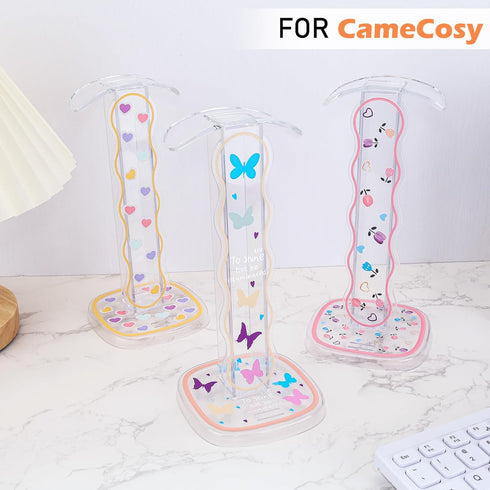 CamyCosy Headphone Stand Gaming Headset Holder for Desk,Clear Tulip Flowers Pattern Cellphone Stand Earphone Stand Desk Accessories for All Headph...
