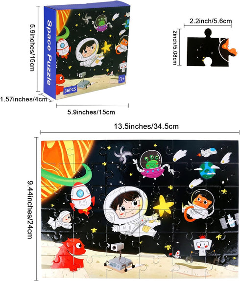 Puzzles for Kids Toddlers Ages 3-5, 36 Piece Space Jigsaw Puzzles for Children Birthday Party Favor, Learning Educational Toys for 3 4 5 6 7 8 Yea...