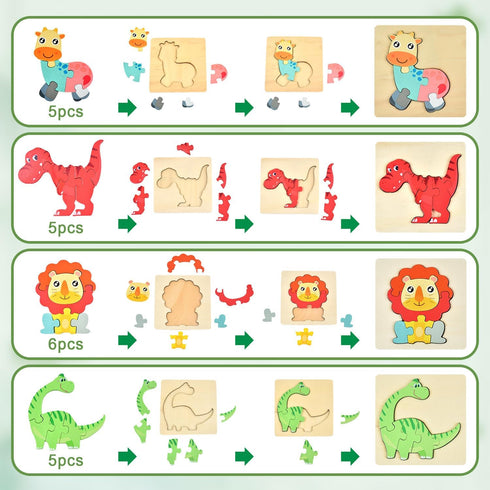 Toddler Puzzles Ages 2-4, 8 Wooden Puzzles for 1-3 Year Olds - Montessori Toy, Easter Basket Fillers, Educational Blocks, Birthday Gift....