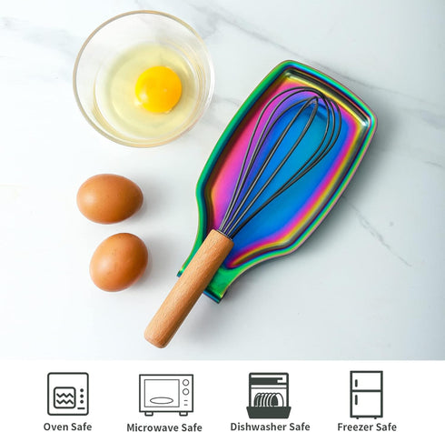 Rainbow Spoon Rest for Stove up, Stainless Steel Spoon Holder For Kitchen Counter, Large Kitchen Spoon Rest, Spatula Spoon Ladle Utensil Holder, D...