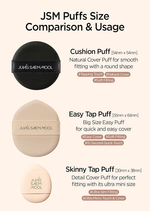 JUNG SAEM MOOL Cushion Puff Natural Cover Puff for Smooth Fitting with The Round Shape 2.1 Inch...