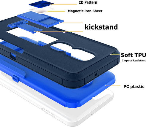 Asuwish Phone Case for Cricket Icon 3/Splendor/At&t Motivate 2 with Tempered Glass Screen Protector Cover and Slim Stand Hybrid Rugged Kickstand B...