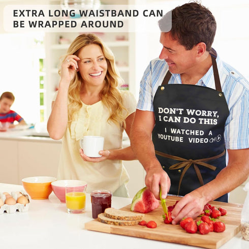 Cooking Chef Apron for Men, Funny Apron Gifts for Men with 3 Pockets Adjustable Neck Strap Grilling Kitchen BBQ Dad Apron-Birthday Christmas Gifts...