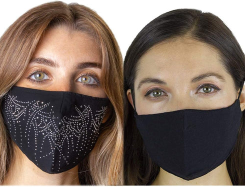 Jessica McClintock Women's 2-Piece Fashionable Cloth Face Mask for Outdoors Dust Sun and Wind - Washable Cotton Facial Cover with High Elasticity ...