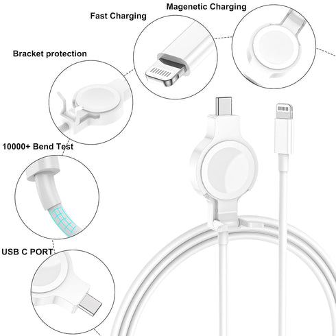 ???????? ???????????????? for Apple Watch Charger,2 in 1 iPhone and iWatch Wireless Magnetic Fast Charging,Long USB C to Lightning Cable 6FT for A...