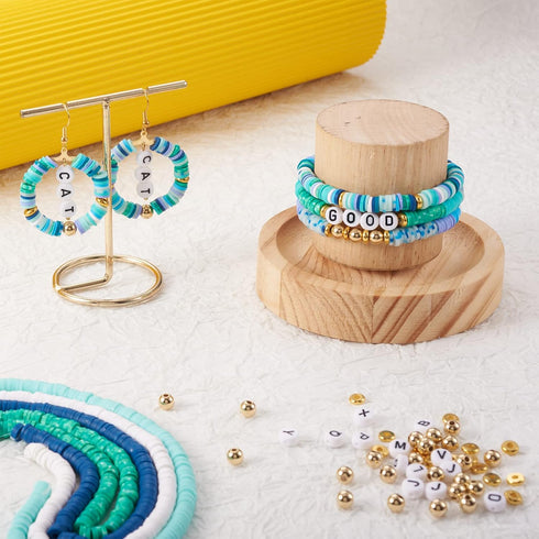 Clay Beads for Bracelet Making Cheriswelry 1 Set DIY Jewelry Making Kit 6mm Clay Disc Round Spacer Beads Acrylic Letter Beads Plastic Brass Loose ...