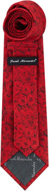 Jacob Alexander Men's Red Floral Roses Flowers Design Regular Length Neck Tie - Red...