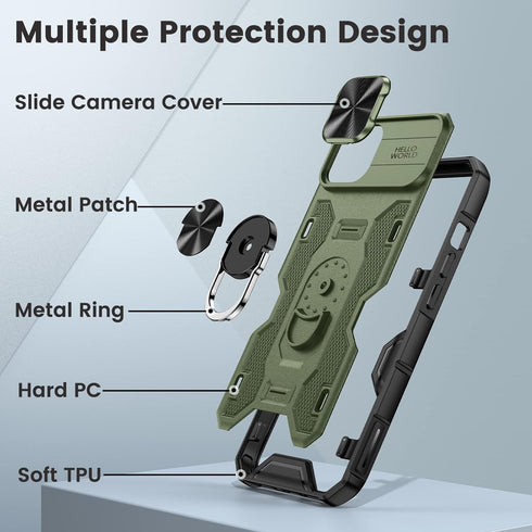 Caka for iPhone 14 Plus Case, 14 Plus Case with Camera Cover & Kickstand, Built-in 360°Rotate Ring Stand Magnetic Magnet Protective Phone Case Cov...
