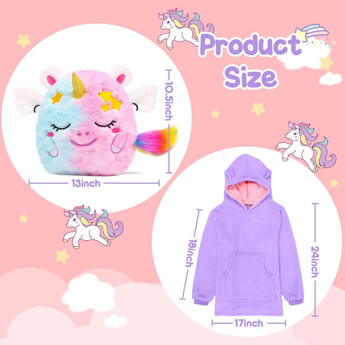 G.C 2 in 1 Plush Unicorn Stuffed Animal & Hoodie Unicorn Gifts for Girls Kids Toys, Rainbow Unicorn Plushies Soft Pillow, Birthday Gift for Toddle...